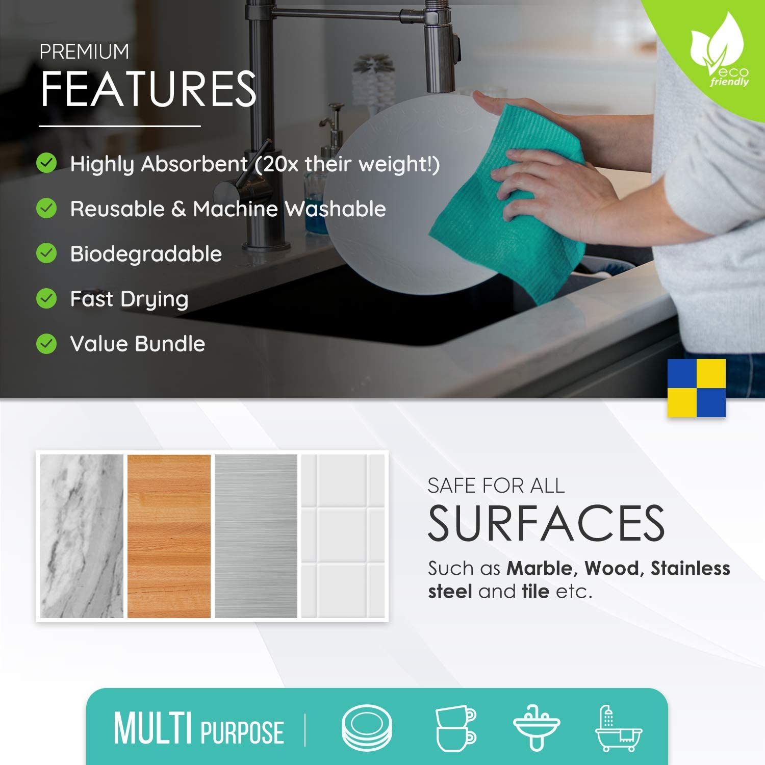 Eco-Friendly Reusable Swedish Cellulose Dishcloths