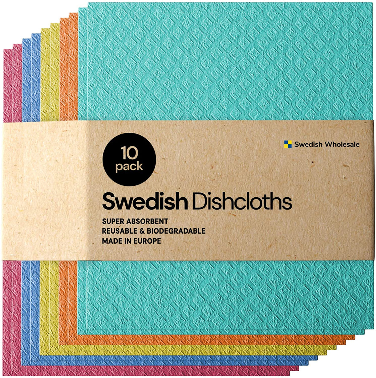 The EcoGurus Swedish Dishcloths for Kitchen, Multi-Surface, Cellulose &  Cotton, Original Made in Sweden - Eco-Friendly, Reusable, Absorbent, No  Odor