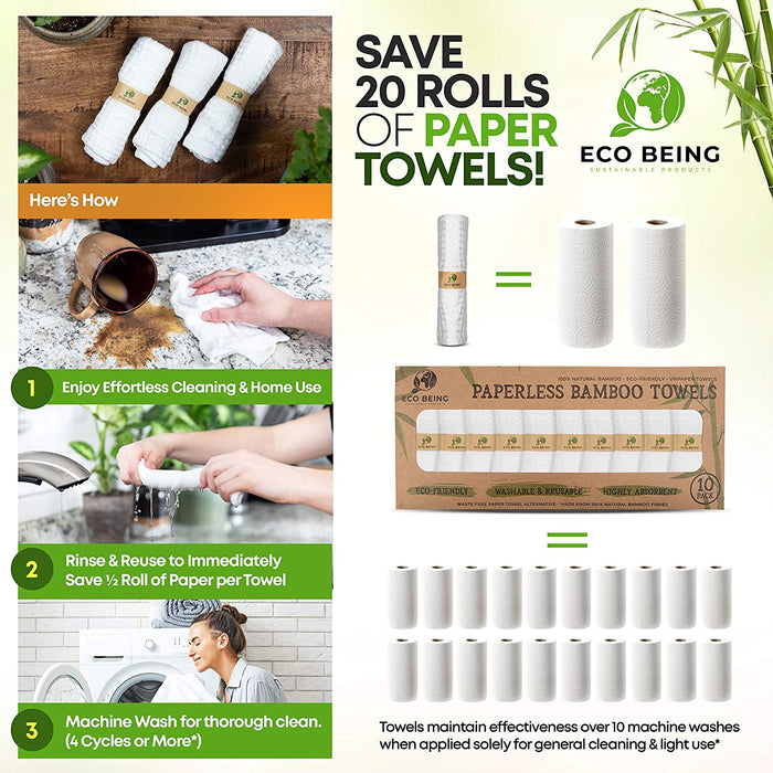  Mighty Bamboo Towels - Super Strong, Ultra-Absorbent, Reusable  Bamboo Viscose (Paper Towel Alternative) - 2 Pack : Health & Household