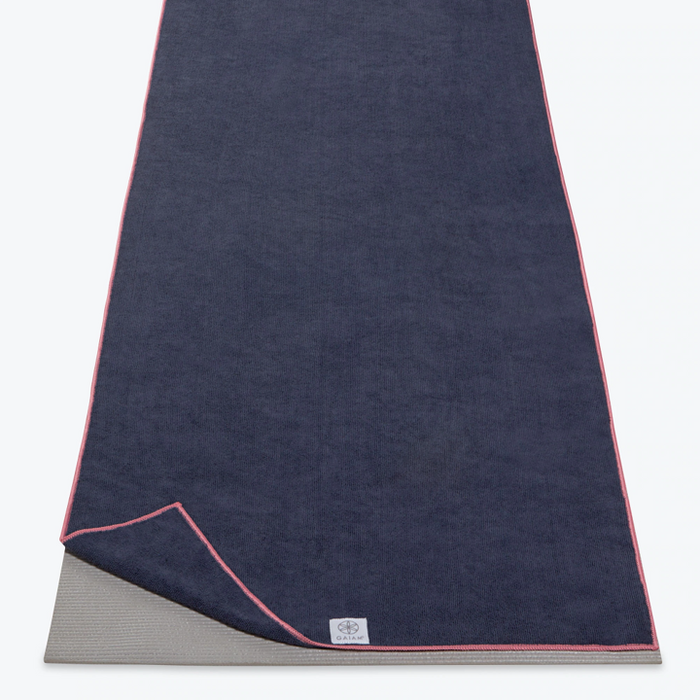 Gaiam Grippy Yoga Mat Towel Navy/Pink