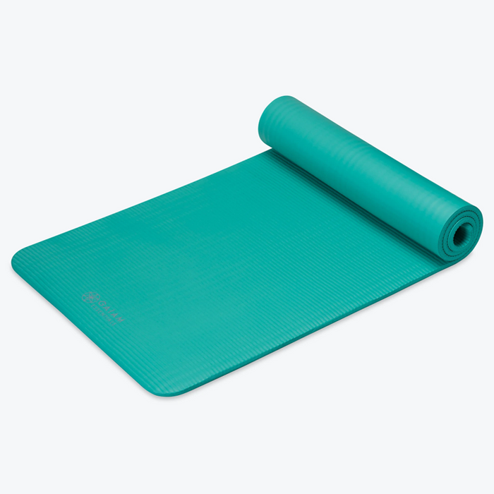 Gaiam Dry Grip Yoga Mat 5mm Thick Non Slip Exercise Fitness Mat Blue
