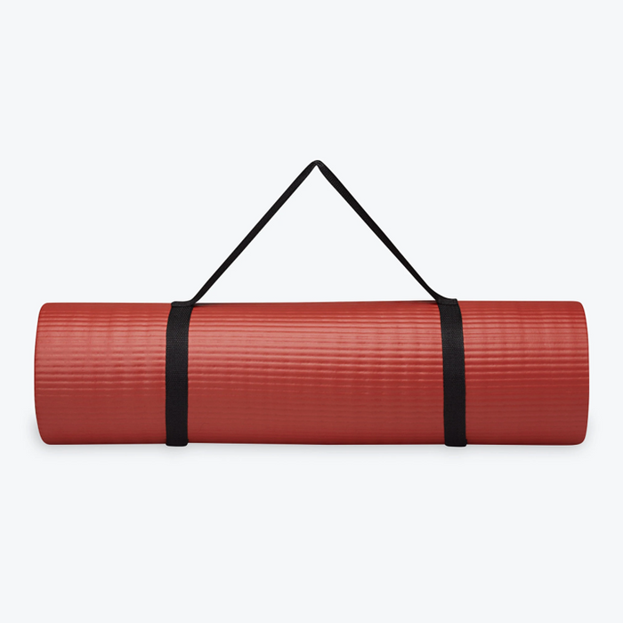 Strauss Extra Thick Yoga Mat with Carrying Strap, 13 mm (Red)