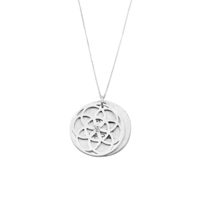 Seed Of Life Necklace Silver With Diamond