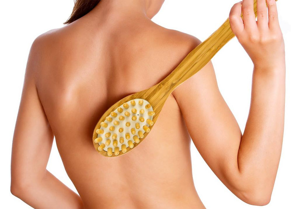Natural Bristles Cellulite Bamboo Body Brush with Long Handle